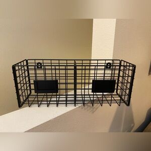 Black Wire Basket. 2 Compartments. Can Hang or Stand Alone. New.